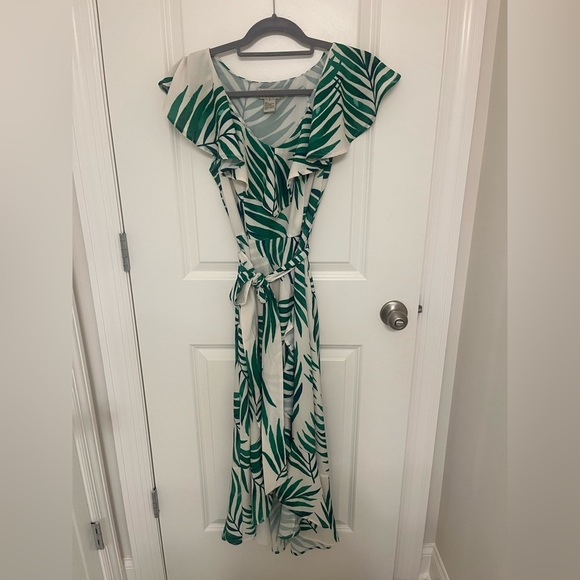 Flying Tomato Green Palm Midi Dress Size Small - Picture 6 of 10